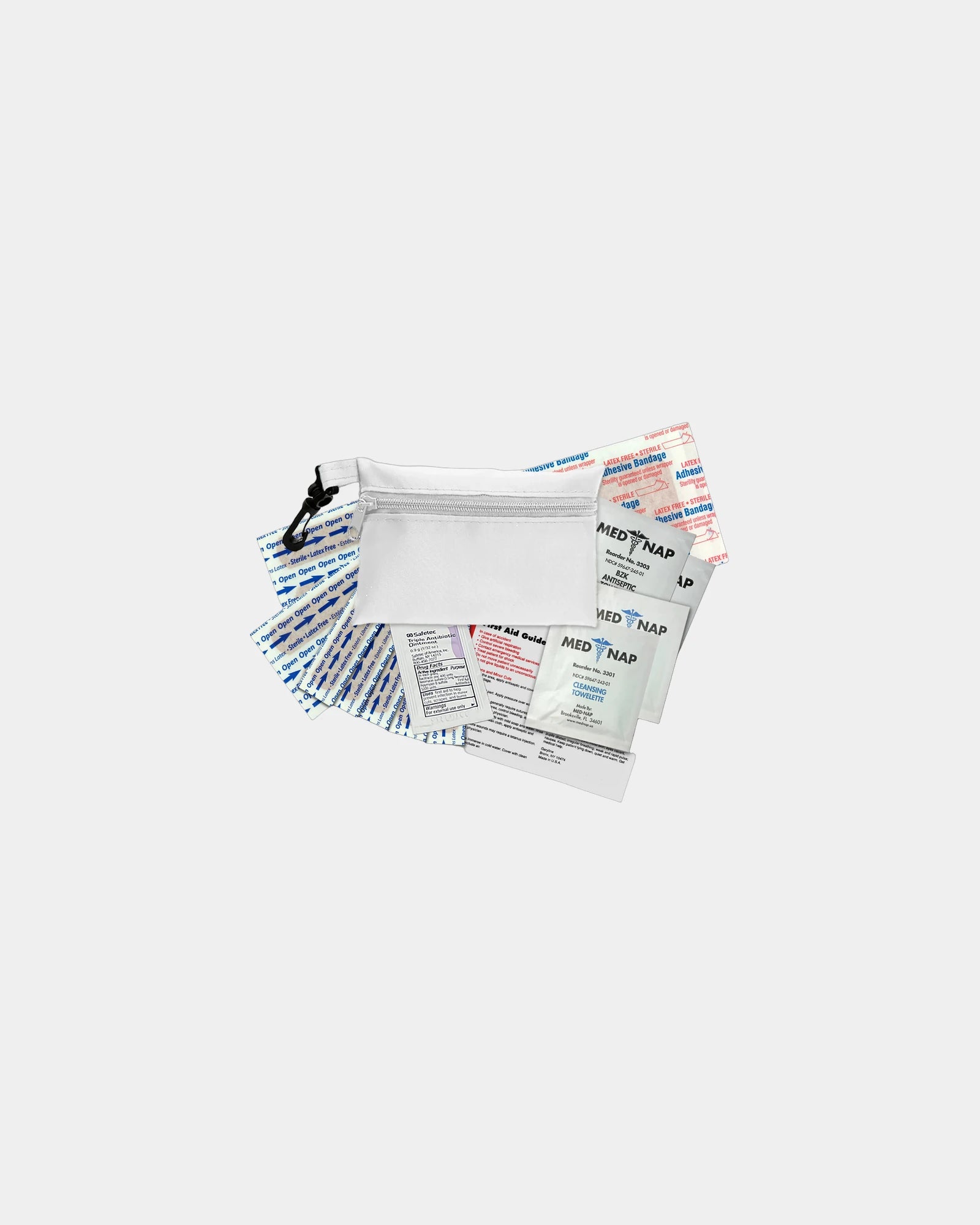 Custom RPET 16-piece zip pouch first aid kit - White