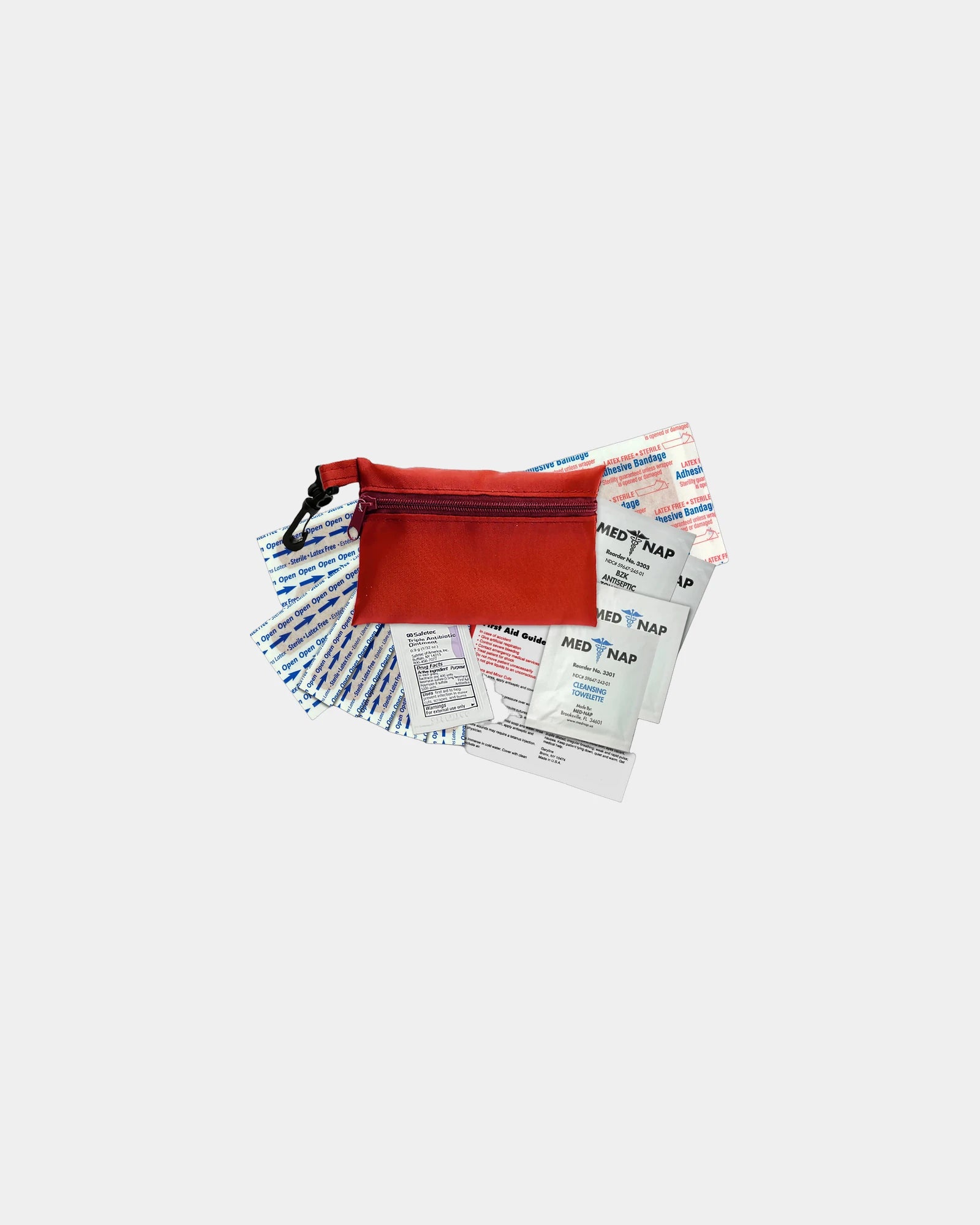 Custom RPET 16-piece zip pouch first aid kit - Red