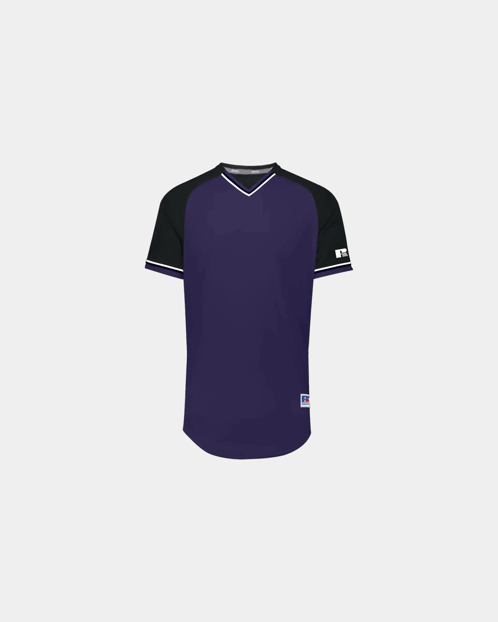 Custom polyester Russell Athletic Youth V-Neck Jersey - Purple/ Black/ White