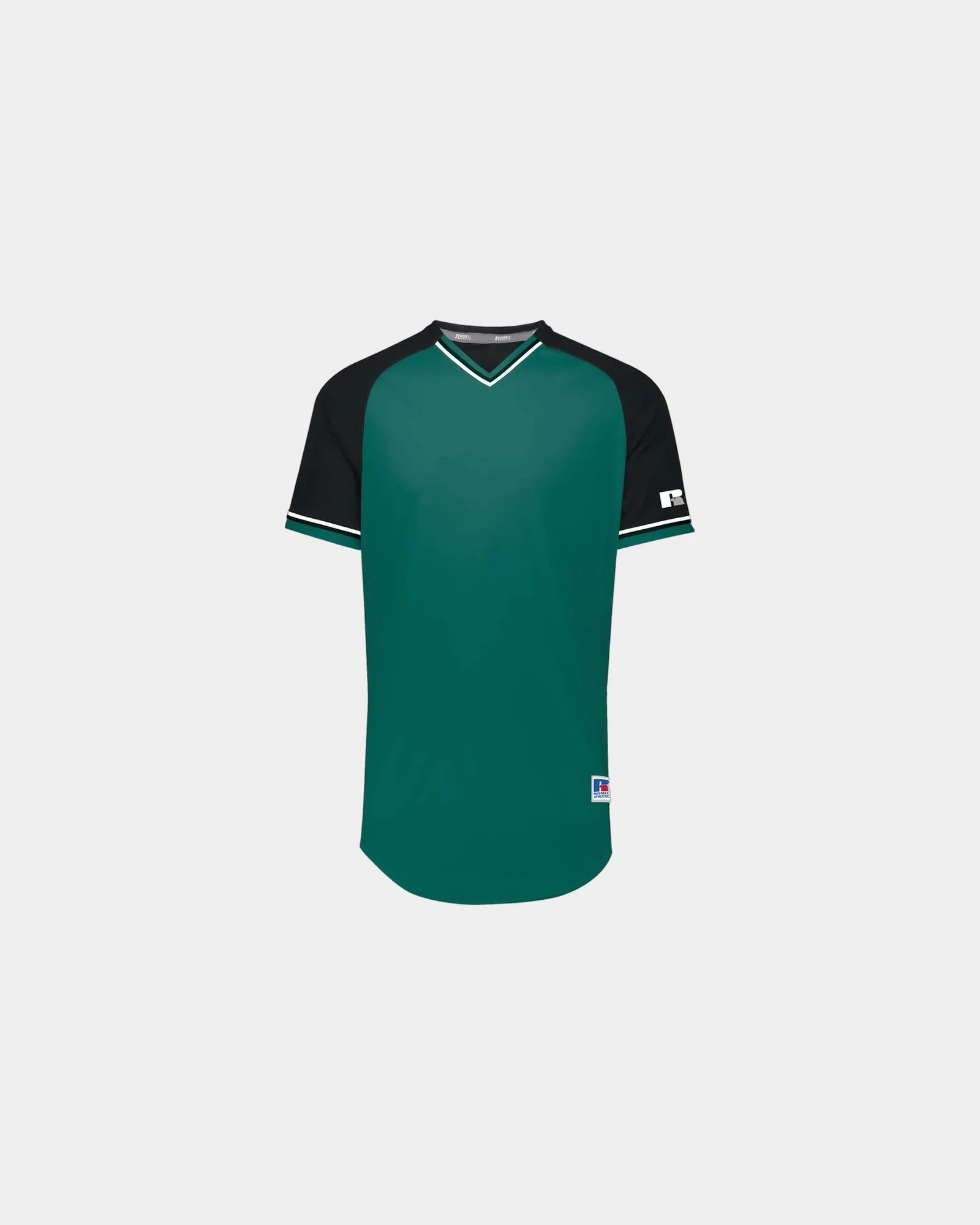 Custom polyester Russell Athletic Youth V-Neck Jersey - Aqua/ Black/ White