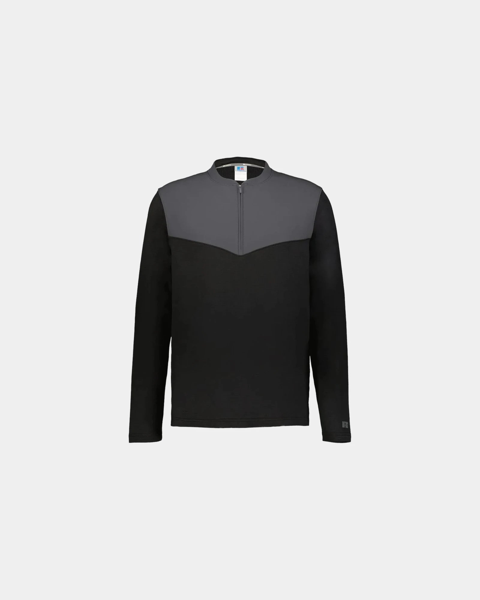 Custom fleece quarter-zip Russell Athletic Sideline Grid - Black/ Stealth