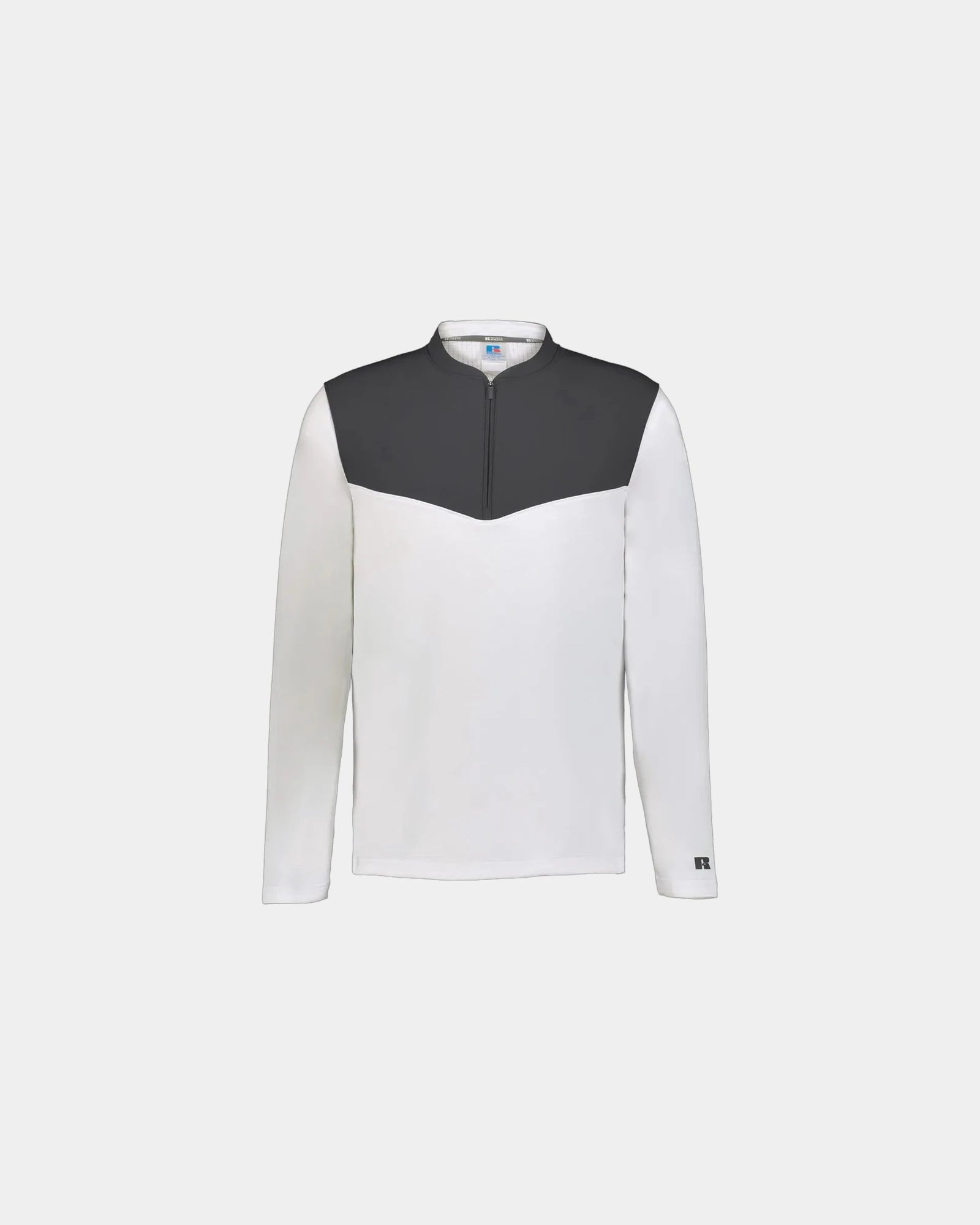 Custom fleece quarter-zip Russell Athletic Sideline Grid - White/ Stealth