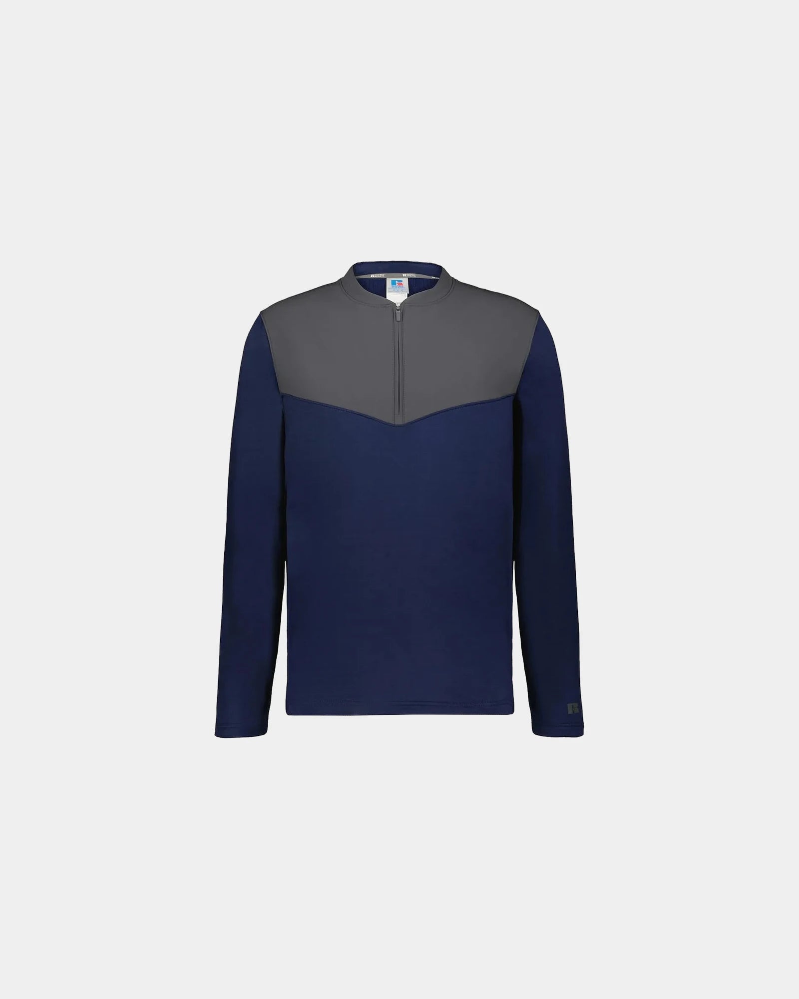 Custom fleece quarter-zip Russell Athletic Sideline Grid - Navy/ Stealth
