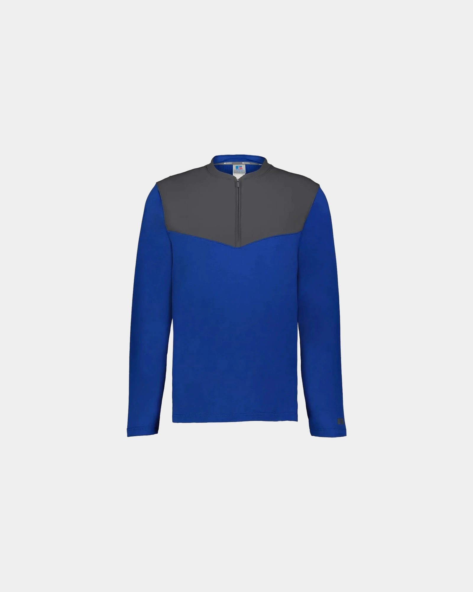 Custom fleece quarter-zip Russell Athletic Sideline Grid - Royal/ Stealth