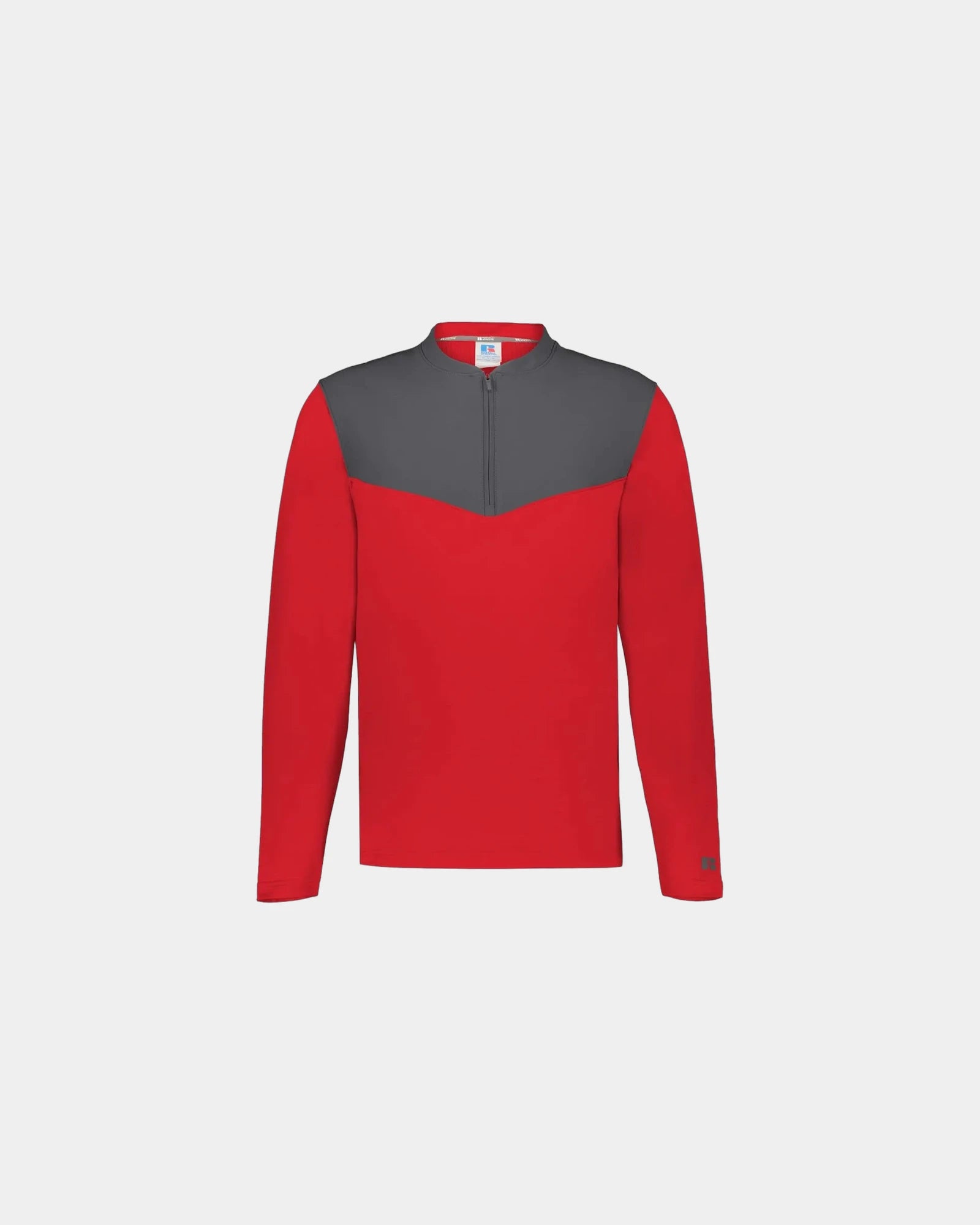 Custom fleece quarter-zip Russell Athletic Sideline Grid - True Red/ Stealth