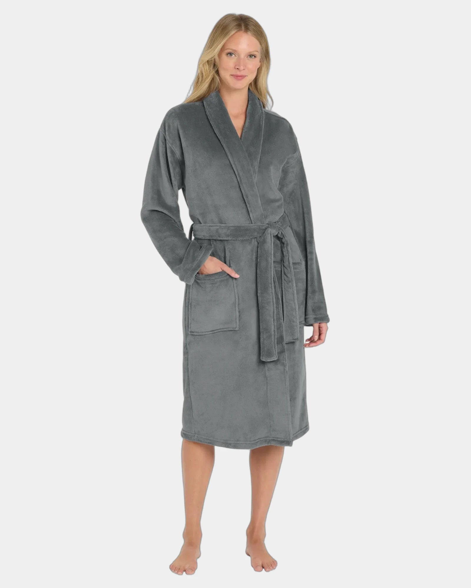 Custom microfleece robe Port Authority shawl collar - Deep Smoke