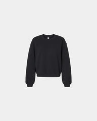 Custom recycled fleece women's crewneck sweatshirt - Black