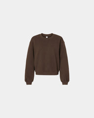 Custom recycled fleece women's crewneck sweatshirt - Brown