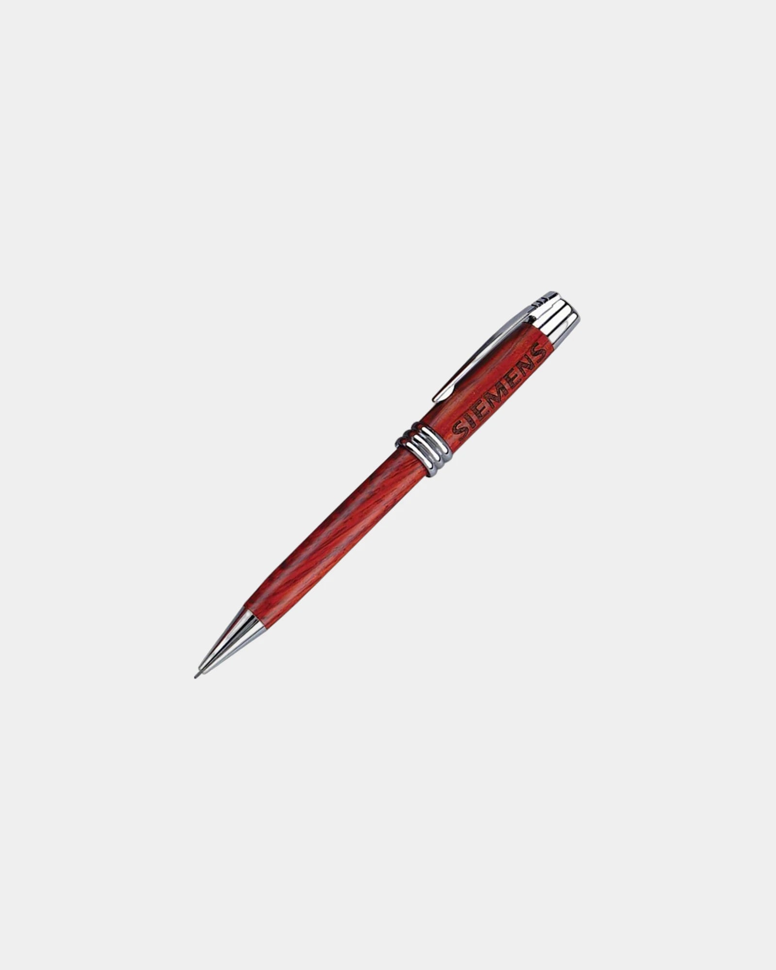 Custom wood mechanical pencil with chrome trim - Brown-Shiny Chrome