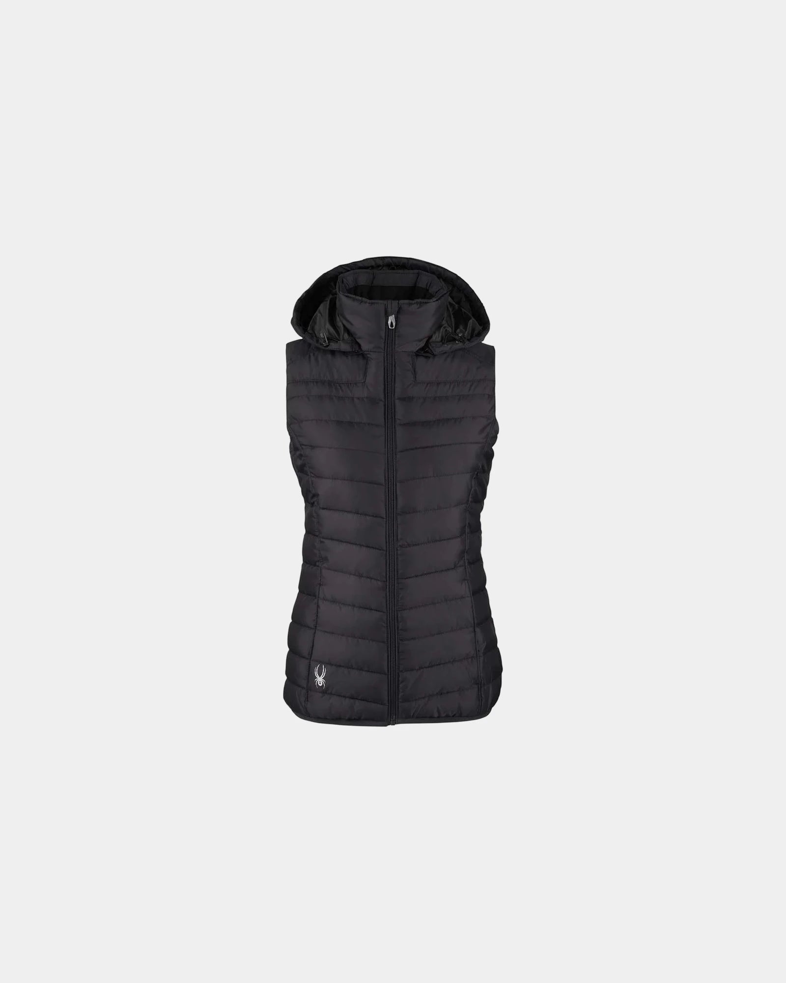 Custom polyester puffer vest with detachable hood - Black