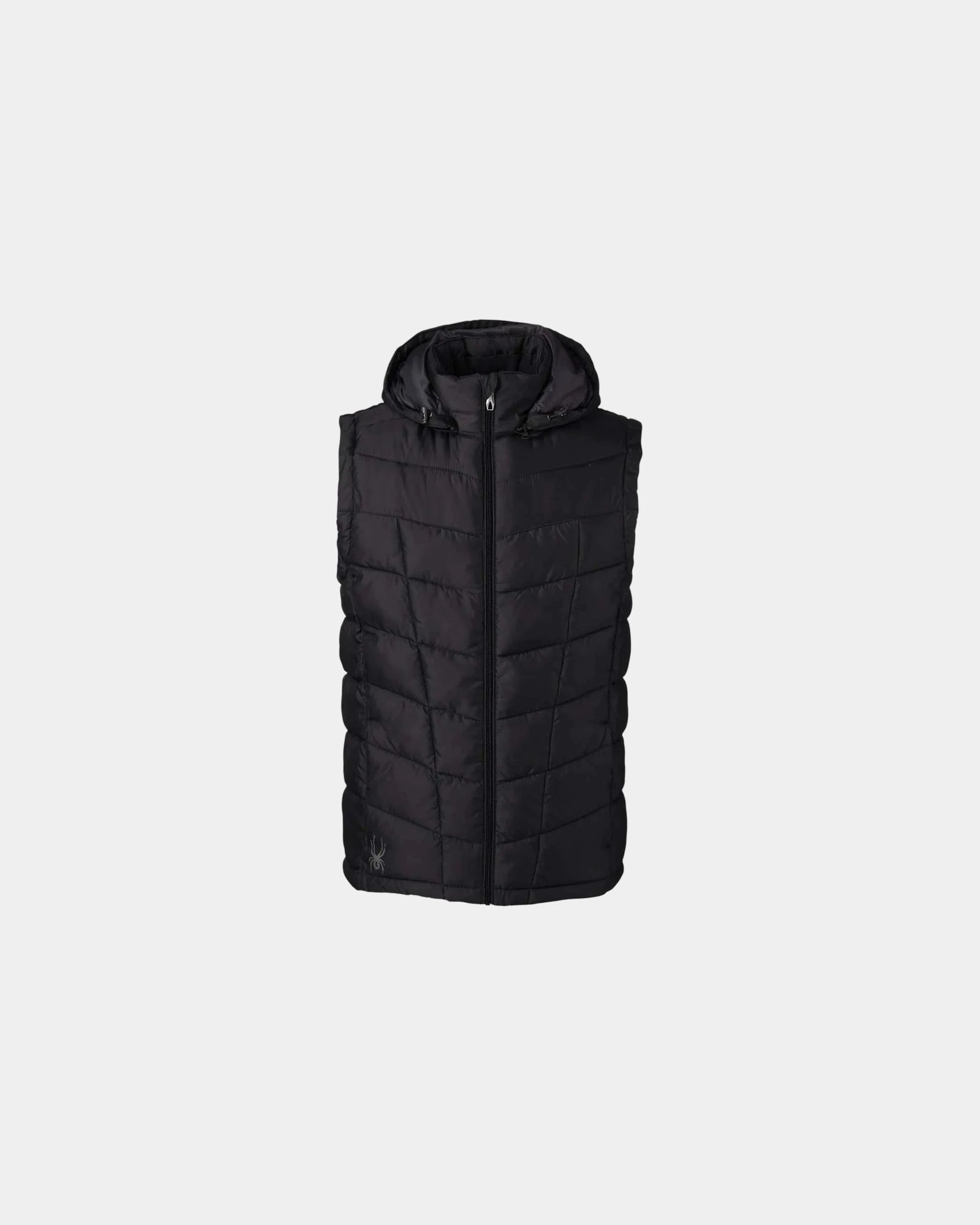 Custom polyester puffer vest with detachable hood - Black