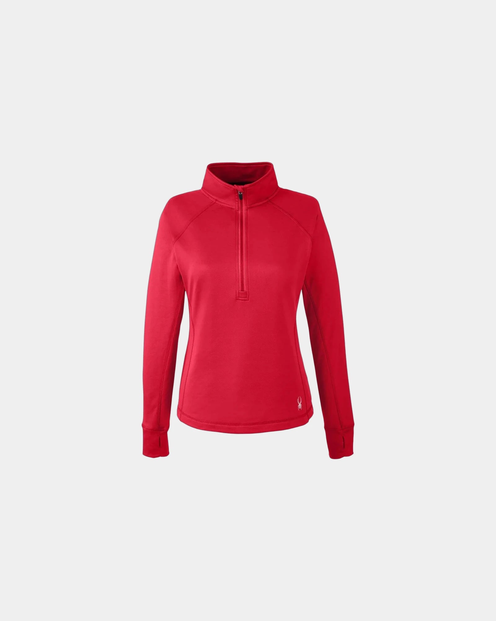 Custom women's half-zip pullover with thumbhole cuffs - Red