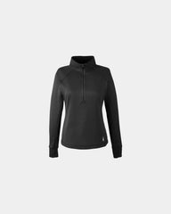 Custom women's half-zip pullover with thumbhole cuffs - Black