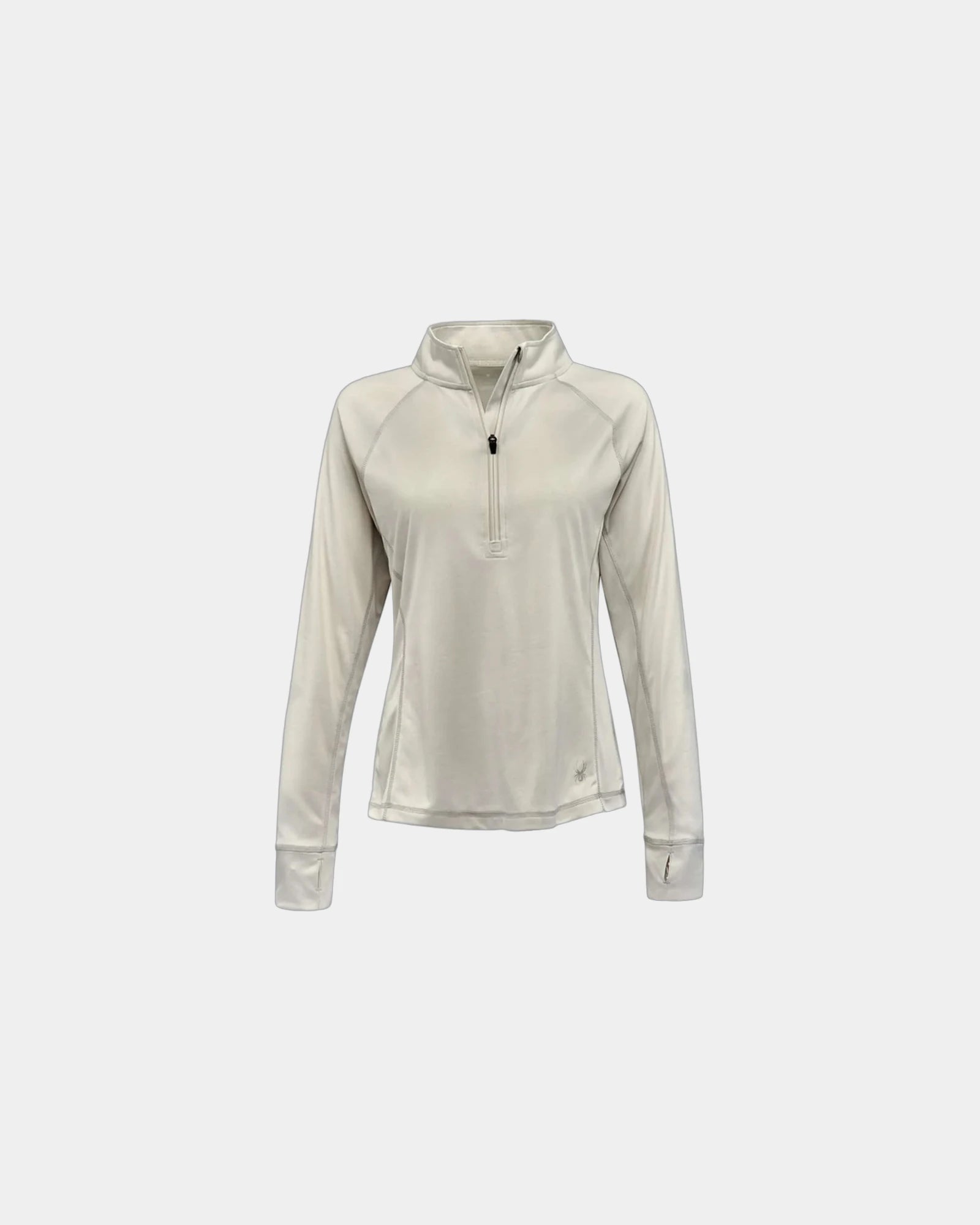 Custom women's half-zip pullover with thumbhole cuffs - Platinum
