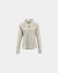 Custom women's half-zip pullover with thumbhole cuffs - Platinum