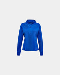 Custom women's half-zip pullover with thumbhole cuffs - Electric Blue