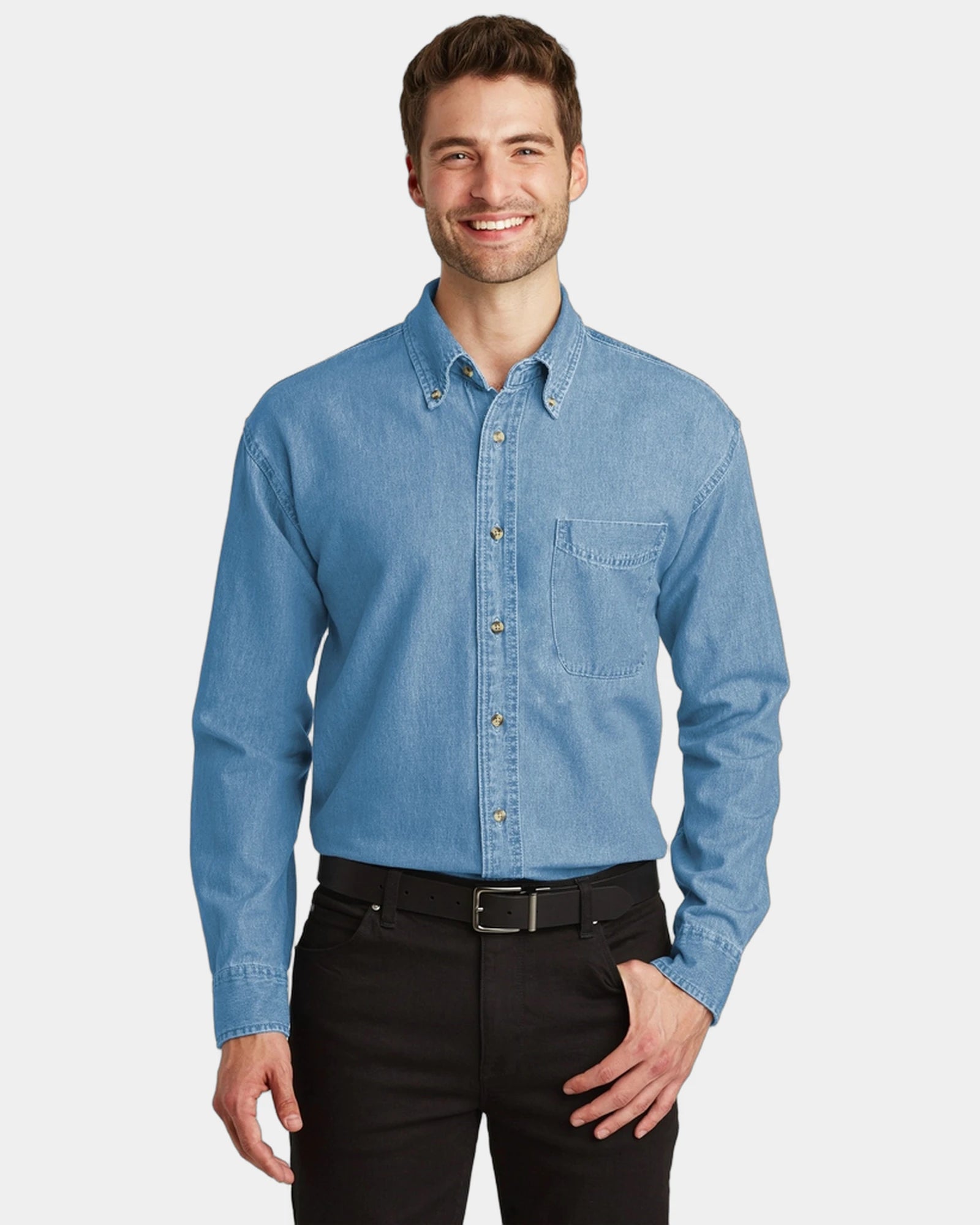 Custom denim shirt Port Authority long sleeve - Faded Denim