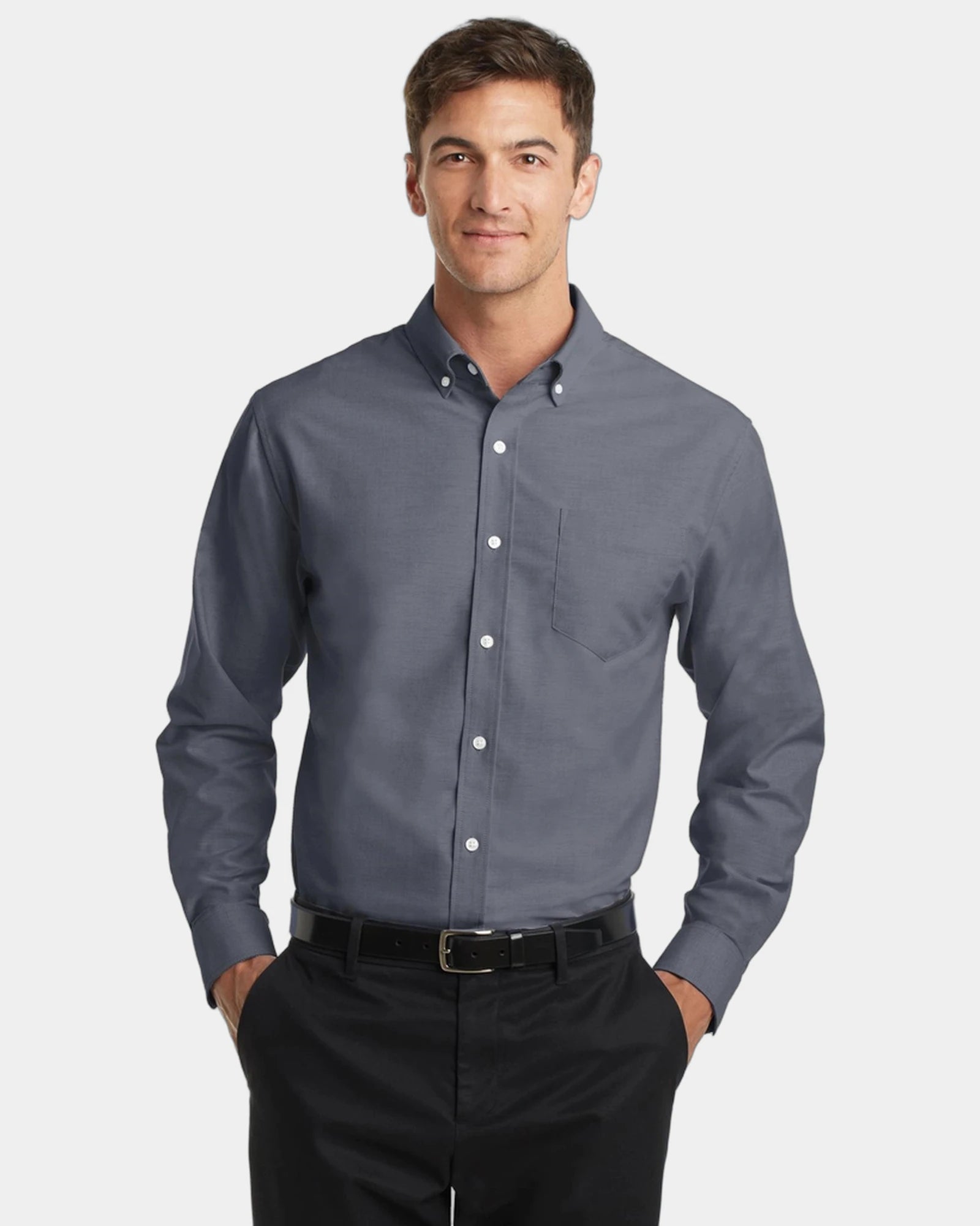 Custom wrinkle-resistant Port Authority SuperPro Oxford - Black