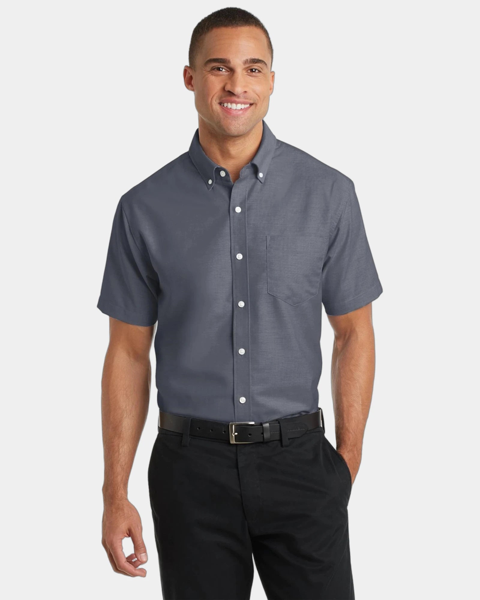 Custom wrinkle-resistant Port Authority Short Sleeve Oxford - Black