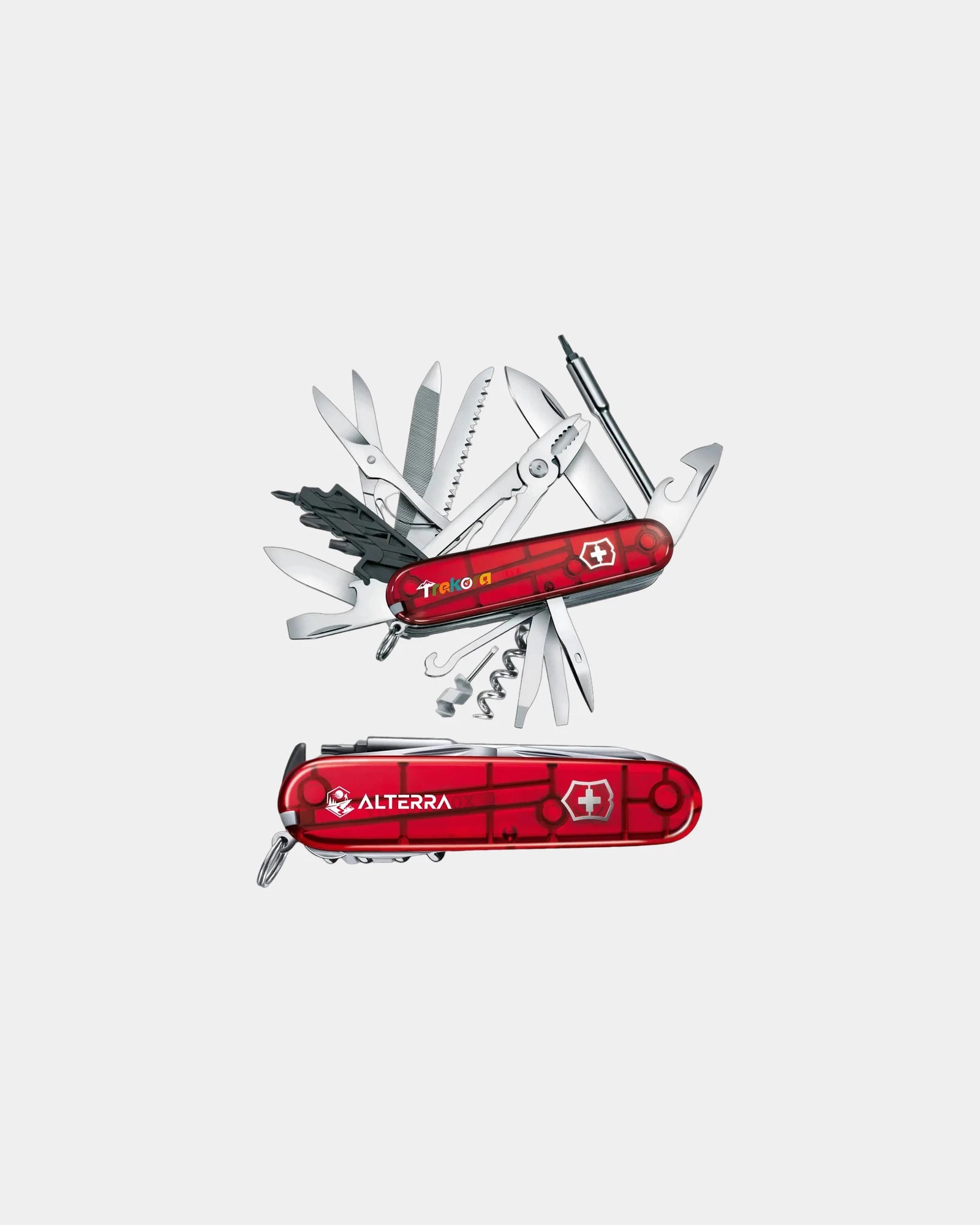 Custom stainless steel Swiss Army CyberTool pocket knife - Red Transparent