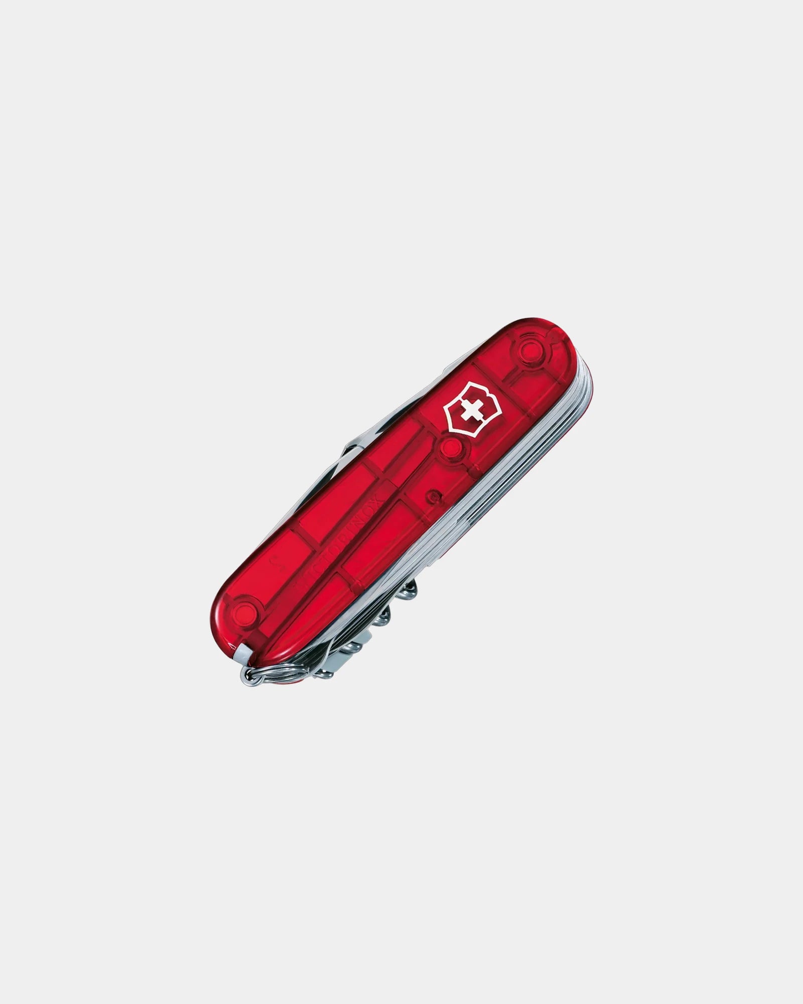 Custom stainless steel Swiss Army SwissChamp pocket knife - Red Transparent