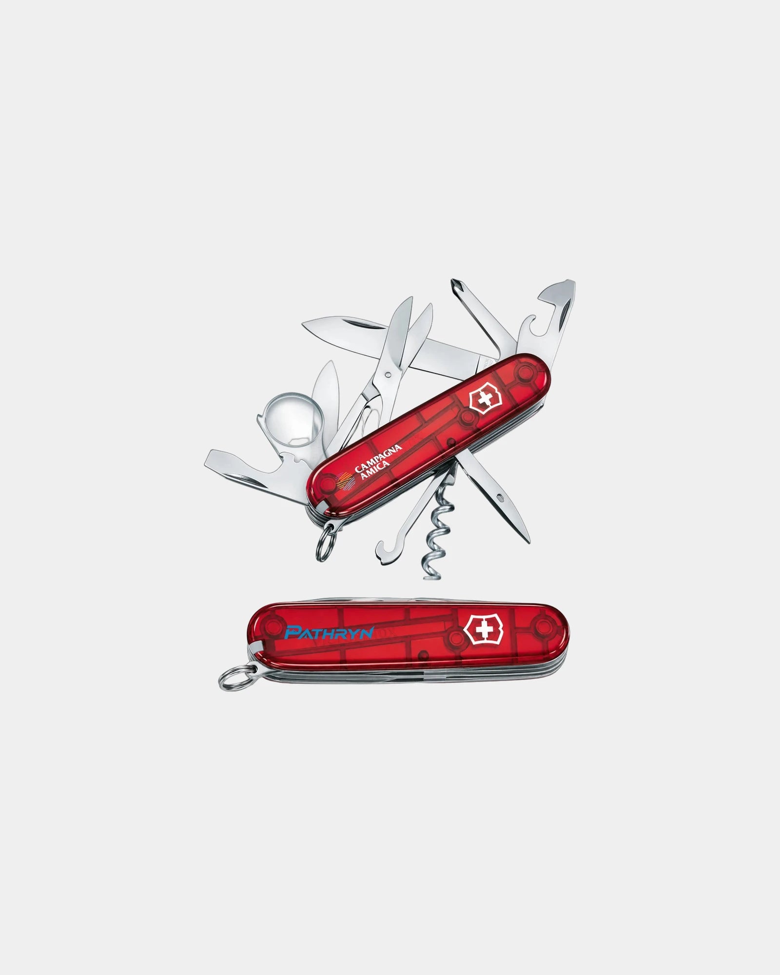 Custom stainless steel Swiss Army Explorer pocket knife - Ruby