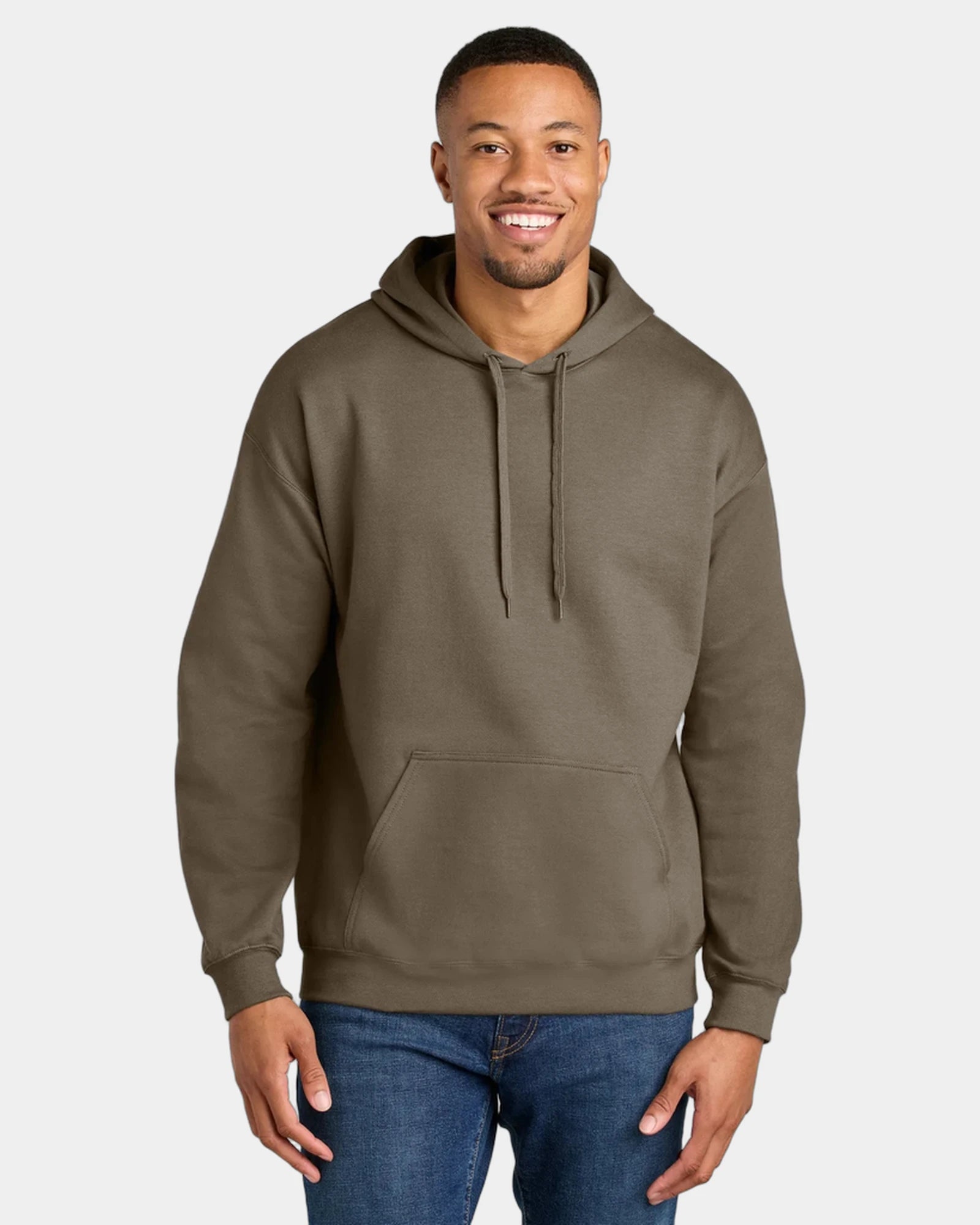 Custom midweight pullover hooded sweatshirt cotton - Brown Savana