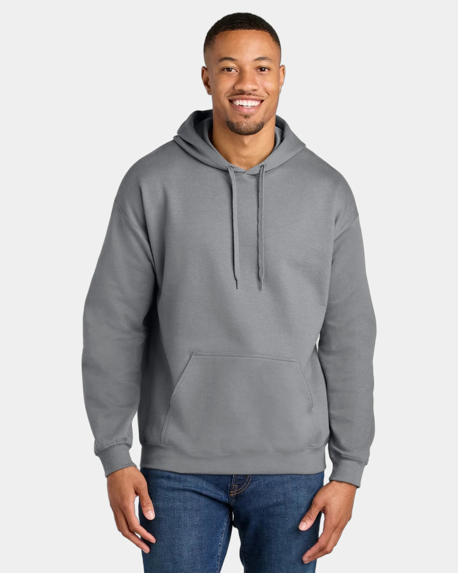 Custom midweight pullover hooded sweatshirt cotton - Cement