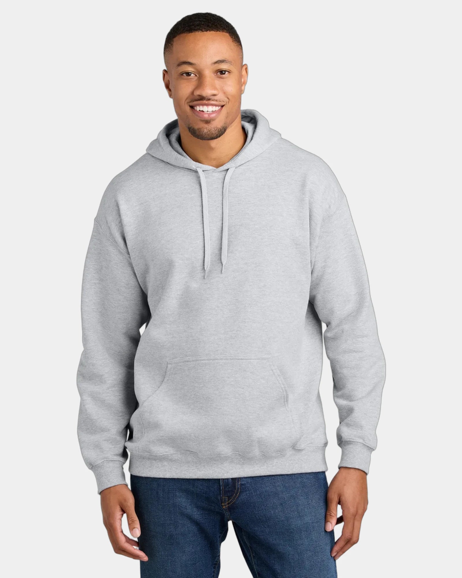 Custom midweight pullover hooded sweatshirt cotton - Ash Grey