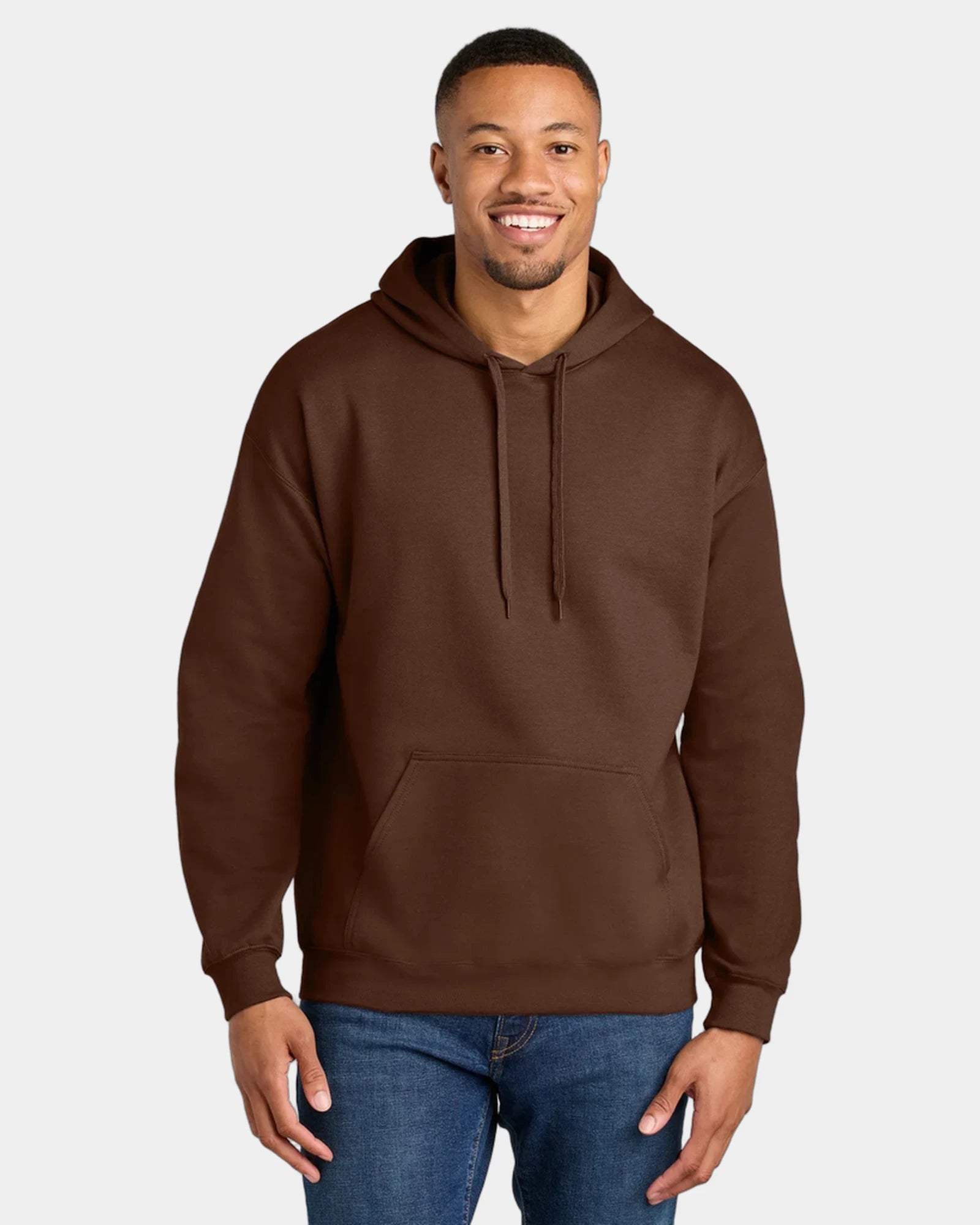 Custom midweight pullover hooded sweatshirt cotton - Cocoa