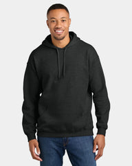 Custom midweight pullover hooded sweatshirt cotton - Heather Black