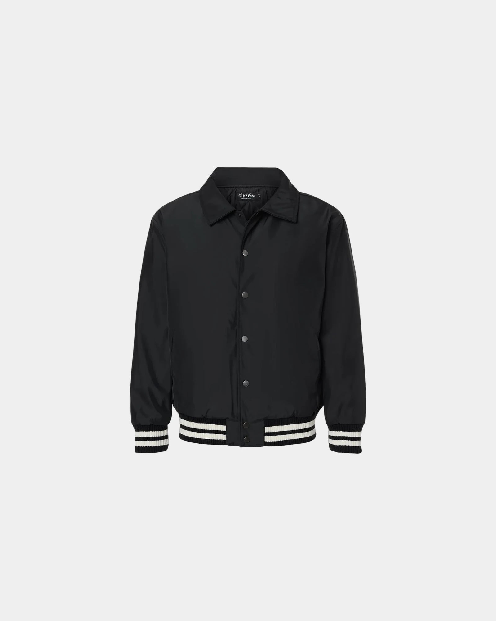Custom polyester varsity jacket Shaka Wear collared - Black