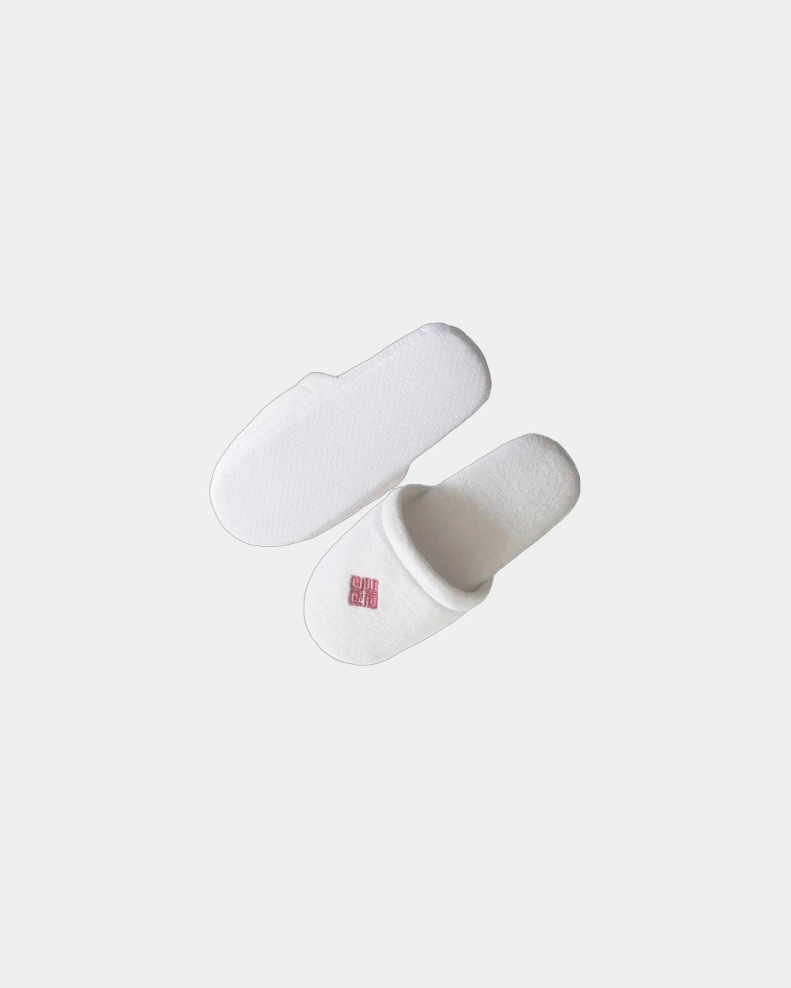 Custom polyester hotel slippers with EVA soles - White