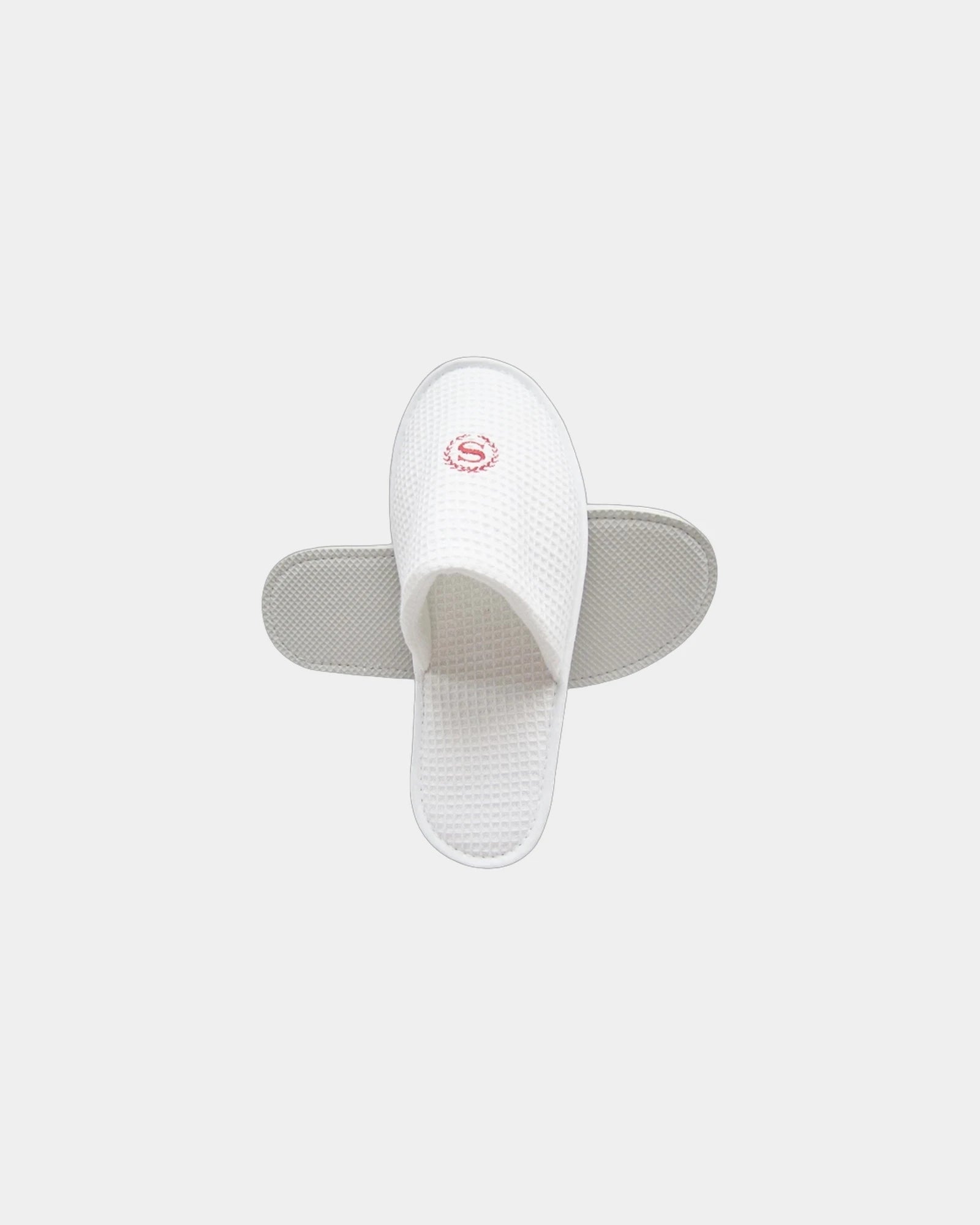 Custom waffle weave polyester hotel slippers - White