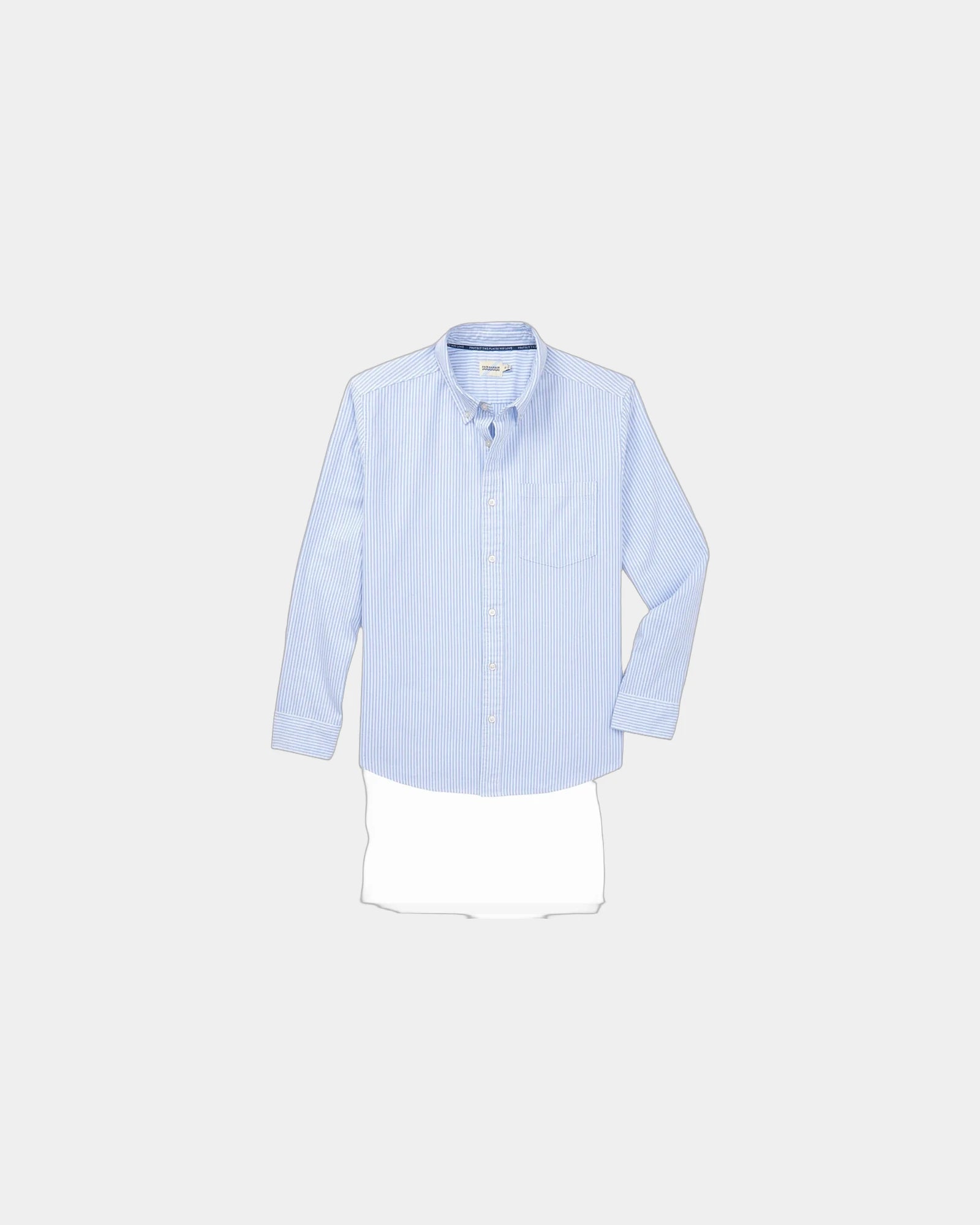 Custom stretch oxford shirt with button-down collar - Light Blue Stripe