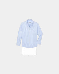 Custom stretch oxford shirt with button-down collar - Light Blue Stripe