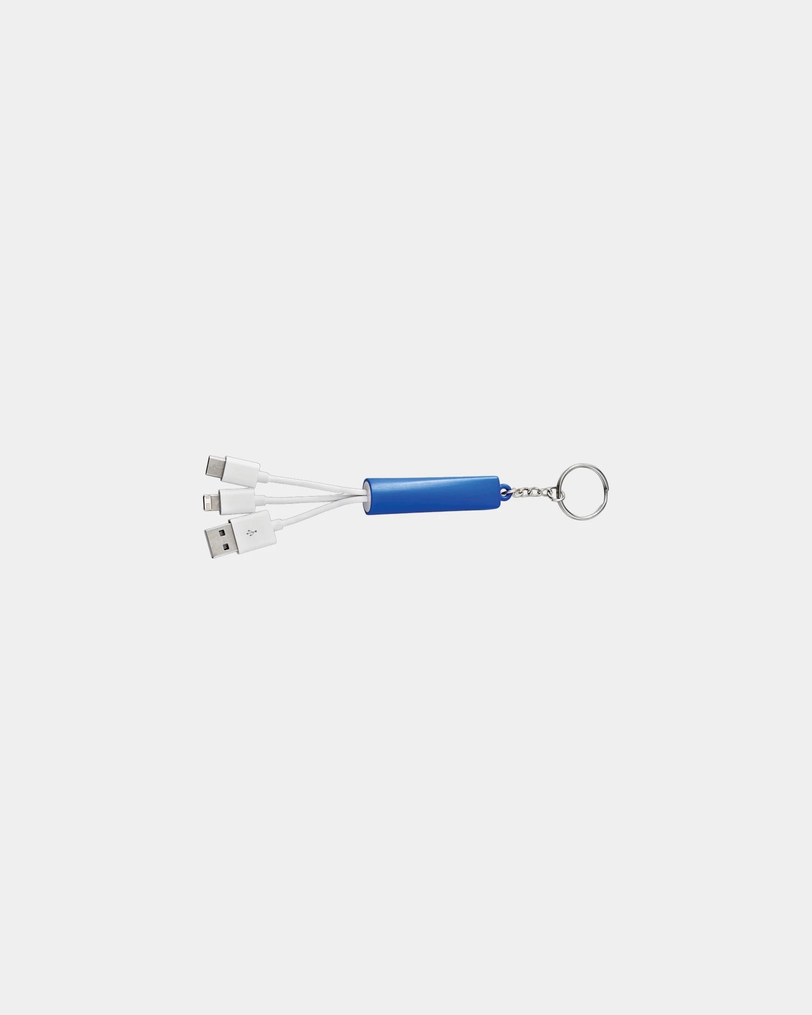 Custom light-up 3-in-1 charging cable with keychain - Royal (Ryl)