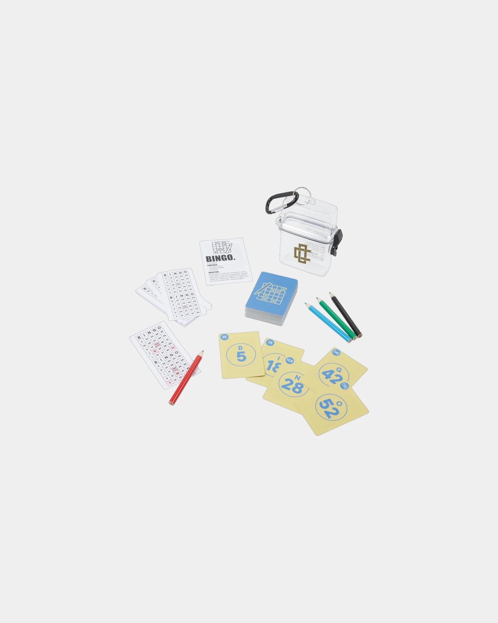 Custom travel bingo game set with carabiner clip - 8