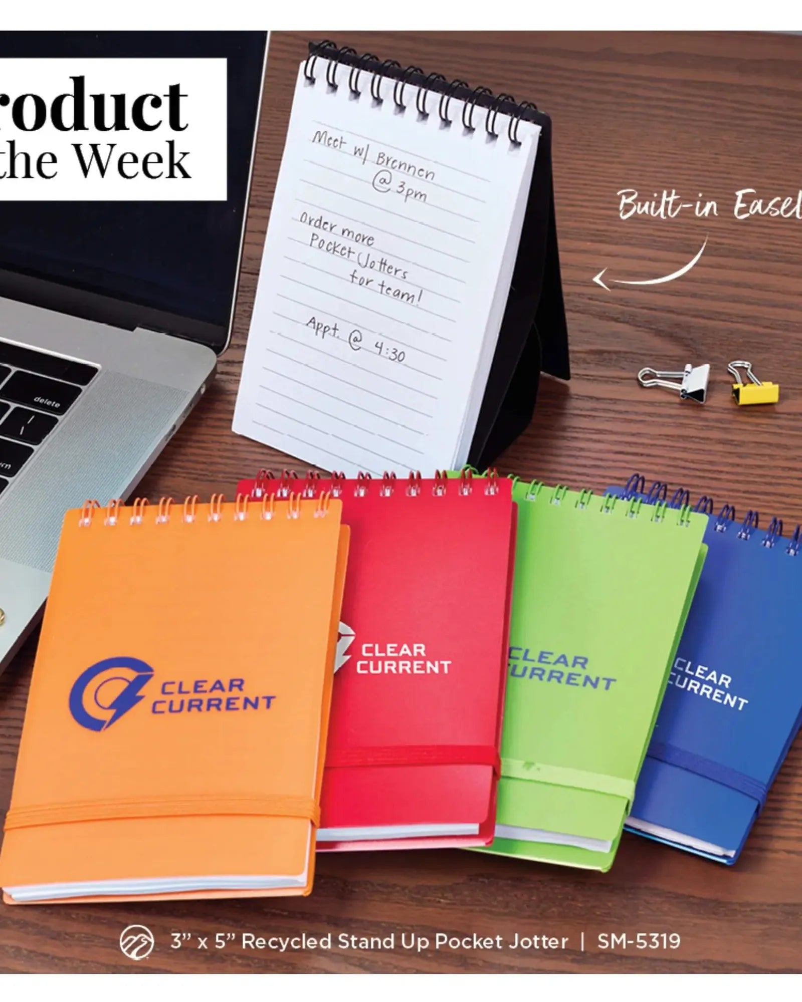 Custom recycled stand up pocket jotter 3" x 5" - 10