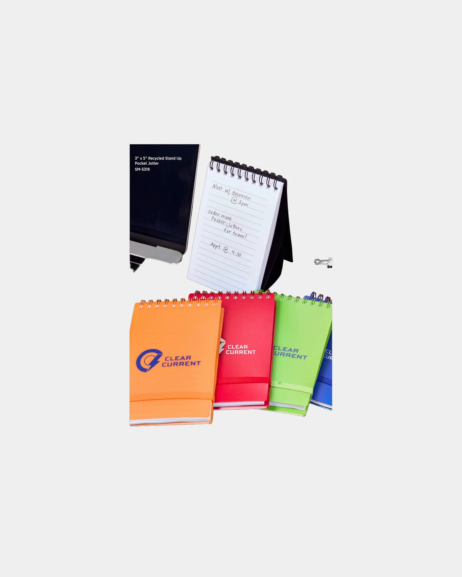 Custom recycled stand up pocket jotter 3" x 5" - 9