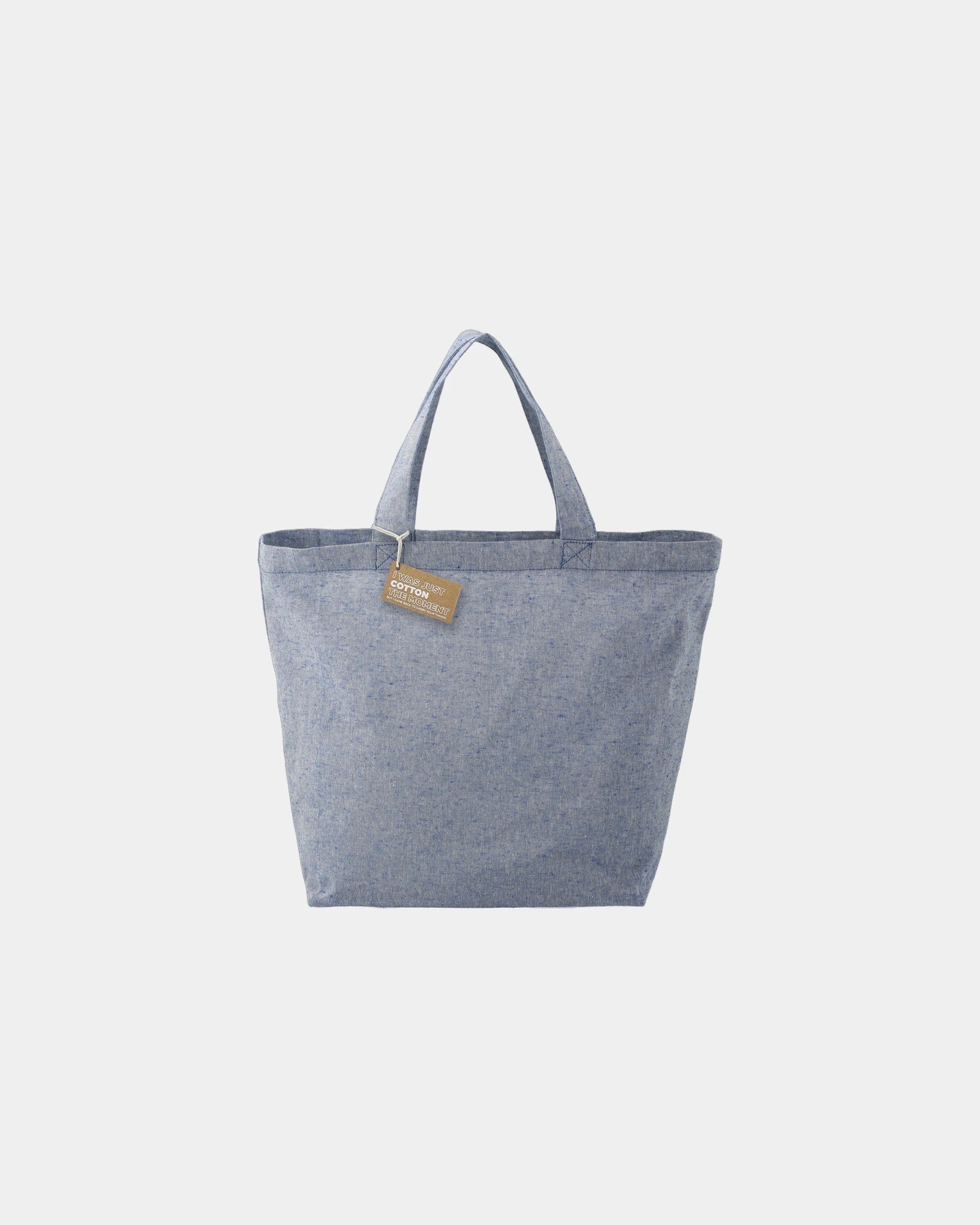 Custom recycled cotton twill grocery tote bag - Blue (Bl)