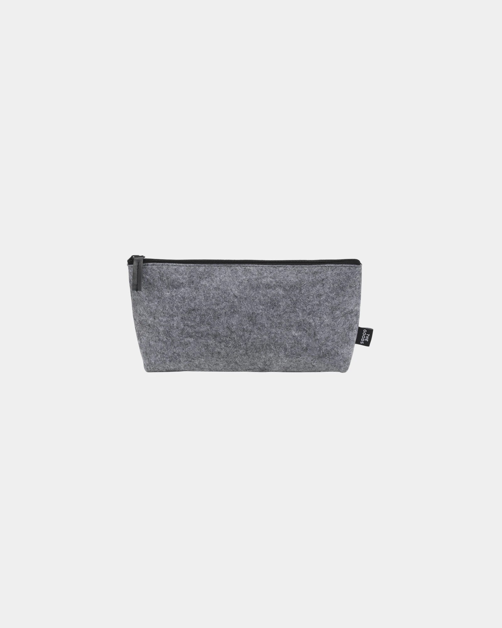 Custom recycled felt zippered pouch 8.5 inches - Charcoal (Ca)