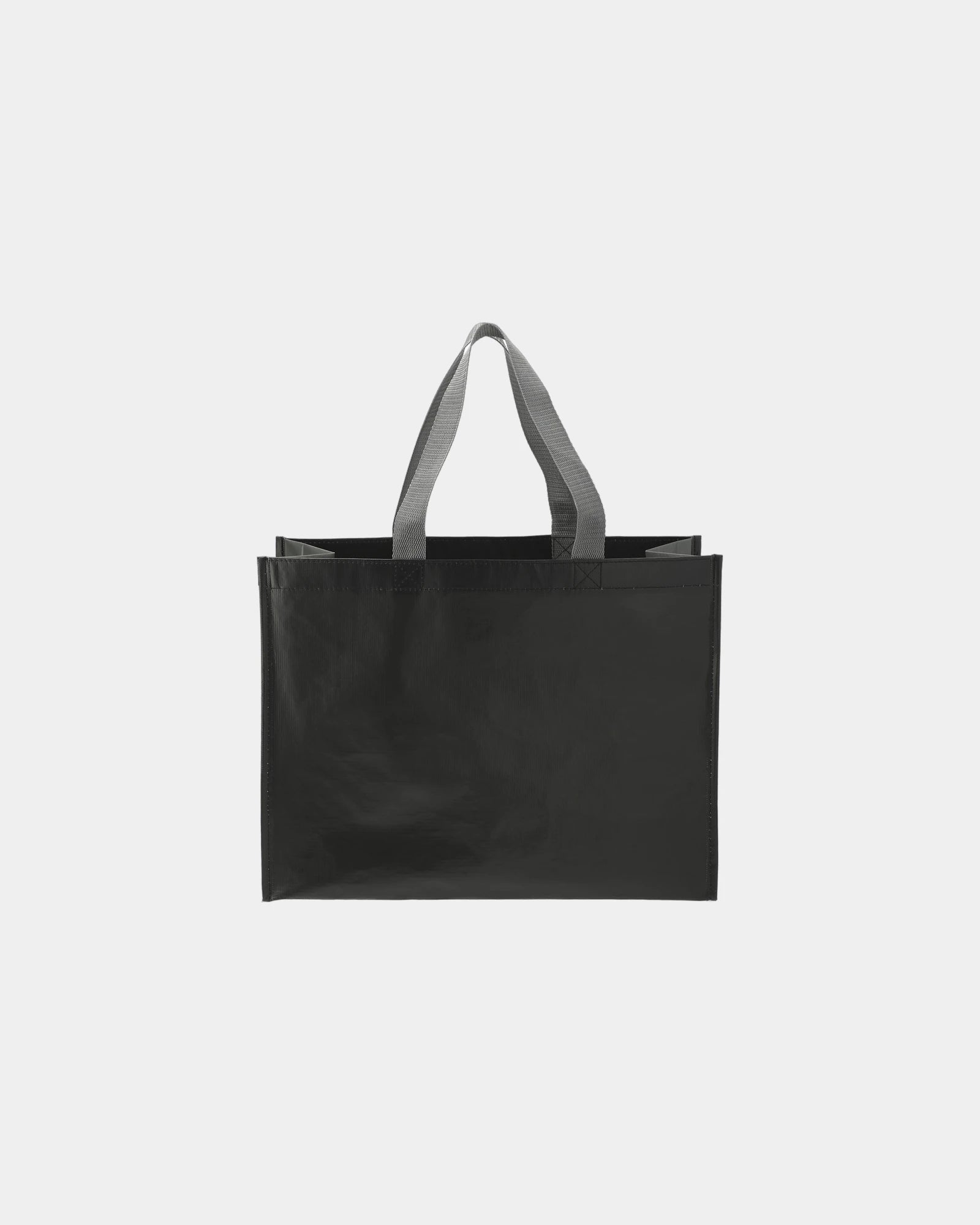 Custom RPET laminated matte shopper tote bag - Black/Gray (Bkg)