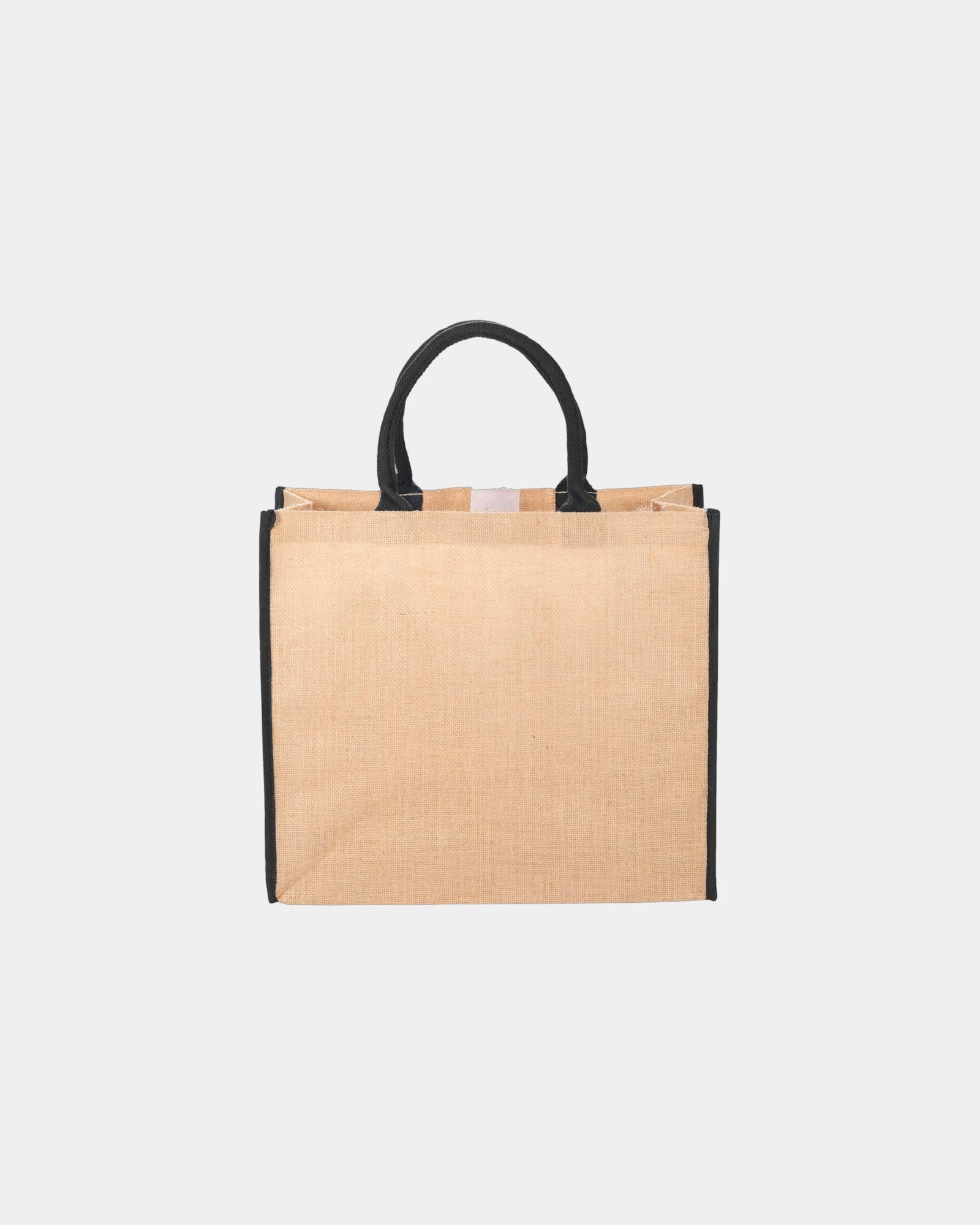 Custom jute tote bag with 17-inch double handles - Black (Bk)