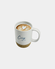 Custom ceramic coffee mug with cork coaster, 12 oz - White