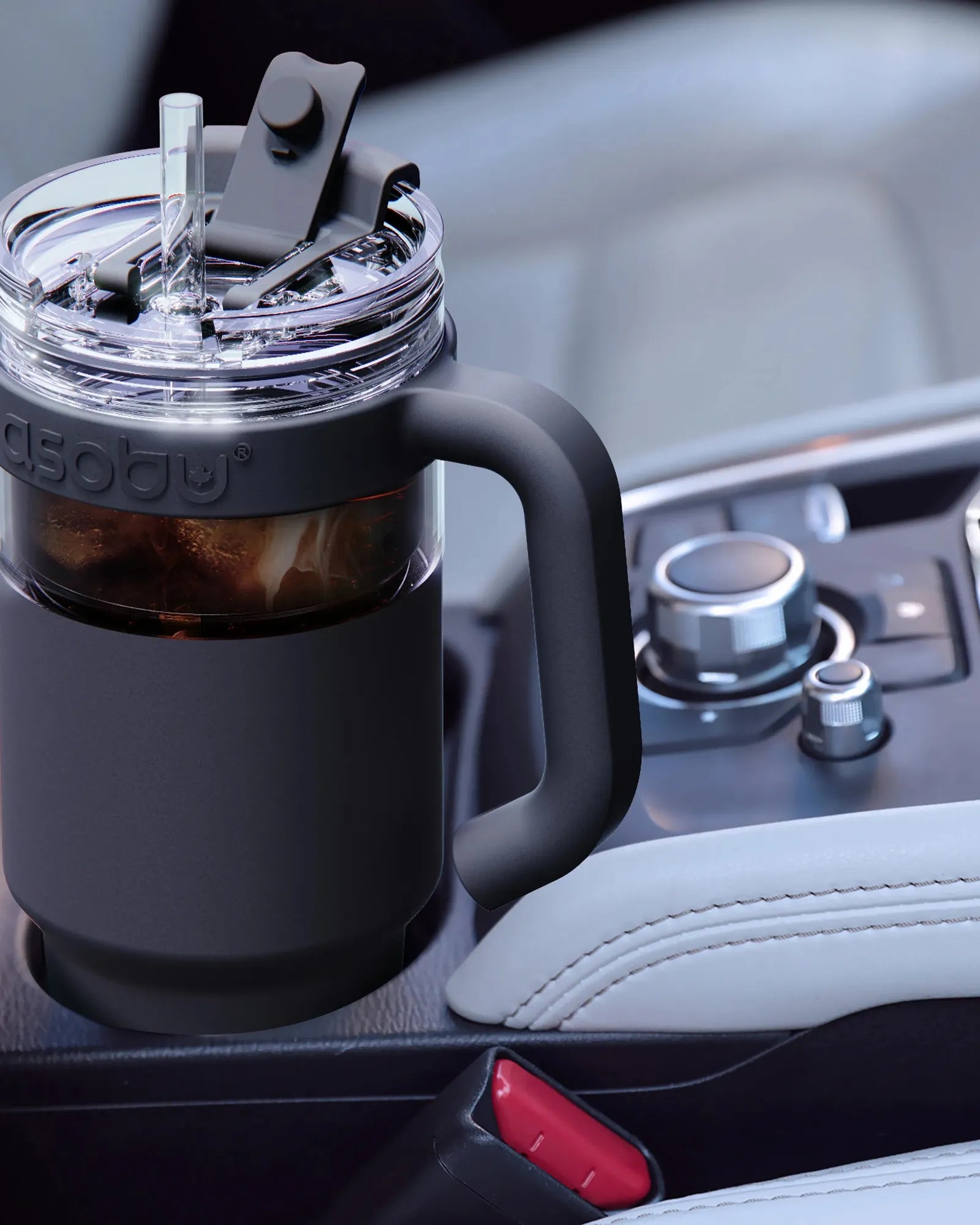 Custom 34 oz stainless steel travel mug with handle - 6
