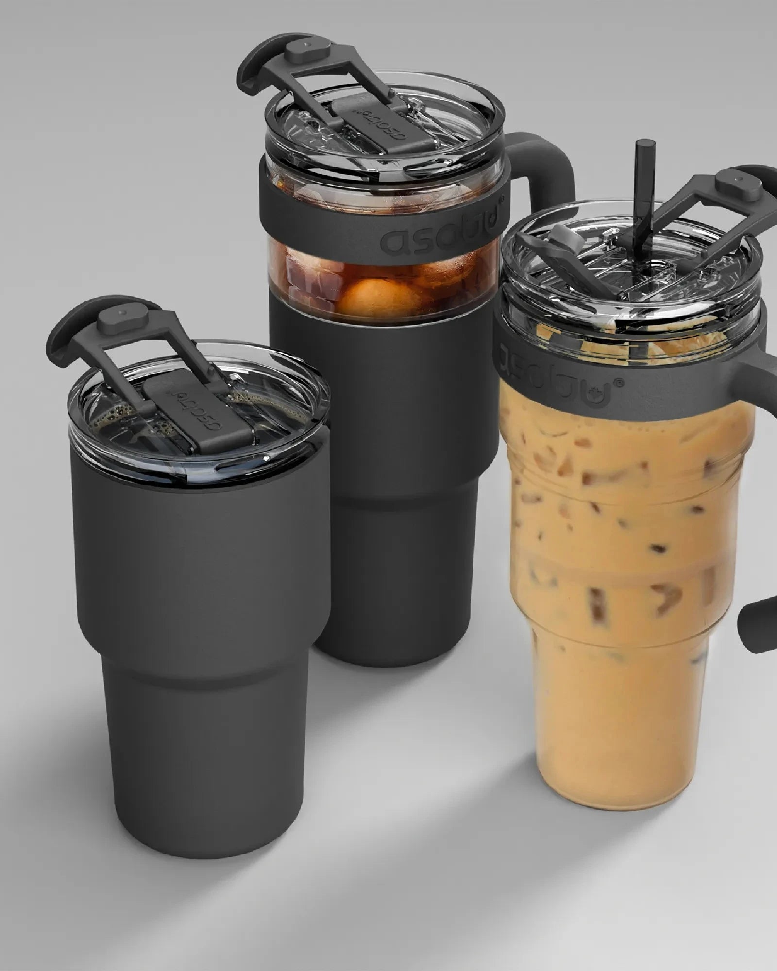 Custom 34 oz stainless steel travel mug with handle - 1