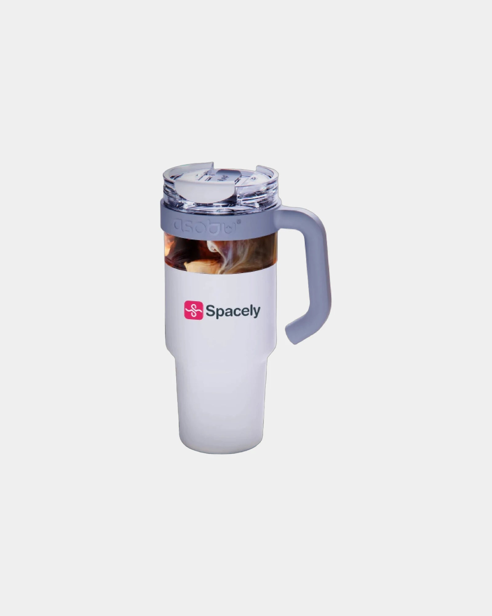 Custom 34 oz stainless steel travel mug with handle - White