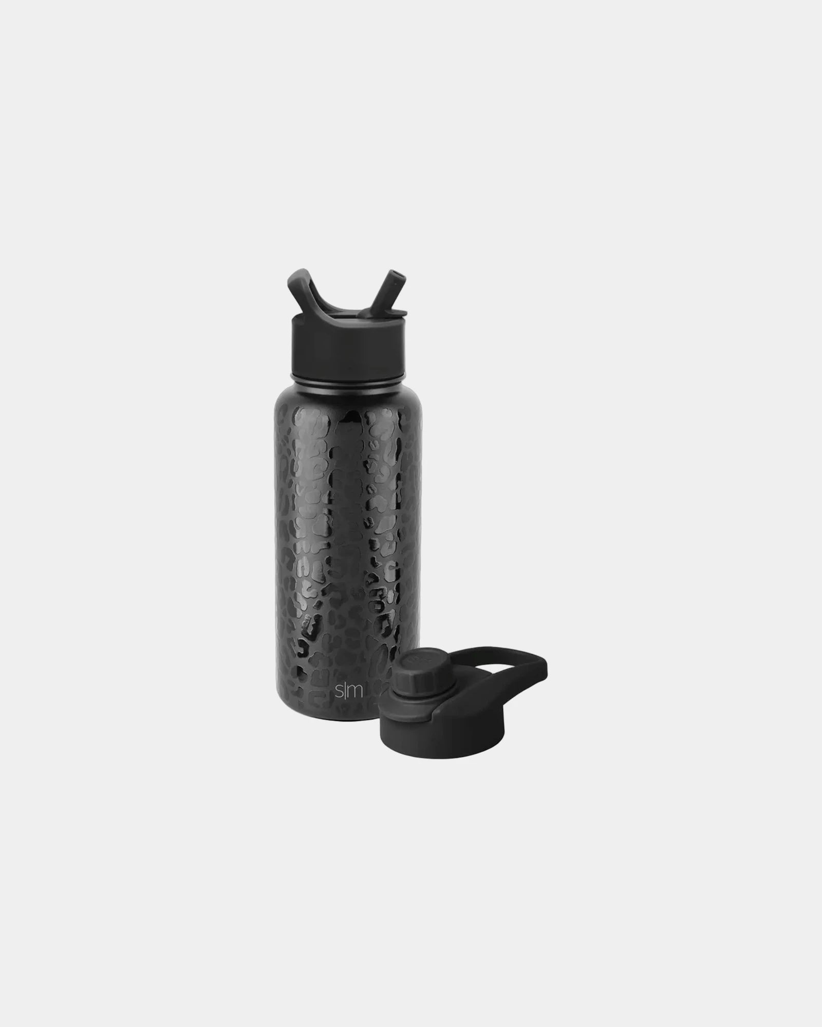 Custom insulated 32 oz stainless steel water bottle - Black Leopard