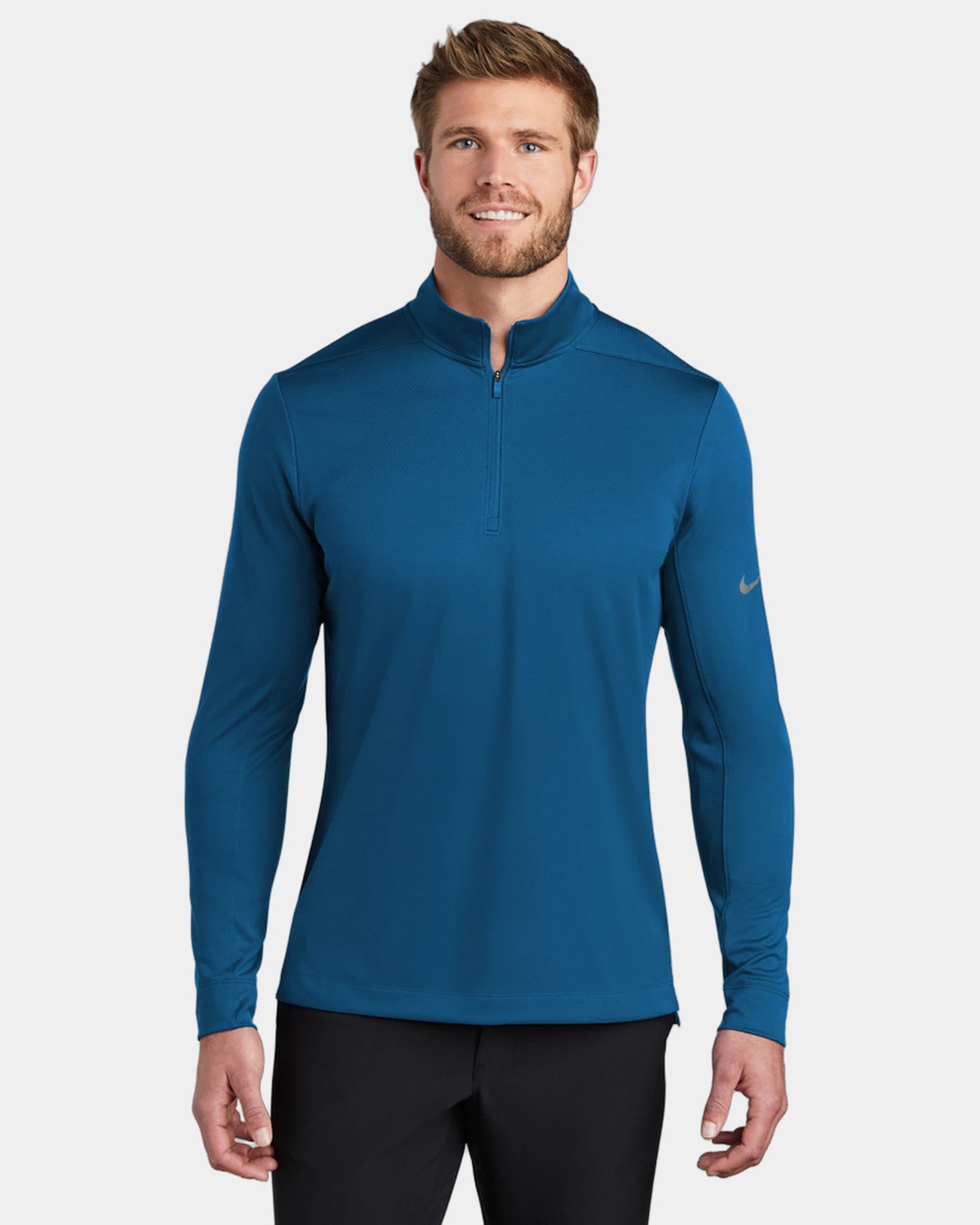 Custom polyester Nike Dry 1/2-zip cover-up jacket - Gym Blue